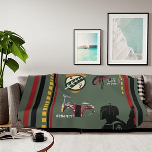 Boba Fett Sherpa Blanket | Star Wars Two Color Throw | Starwars Blanket | Home Decor | The Mandalorian | BobaFett Blanket | Starwars decor image 6