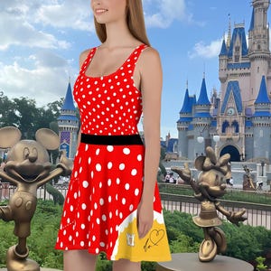 Minnie Mouse Skater Dress | Minnie Mouse Women Dress | Disney Bounding | Disneyworld skater Park Dress | Disneyland Cosplay Custome |