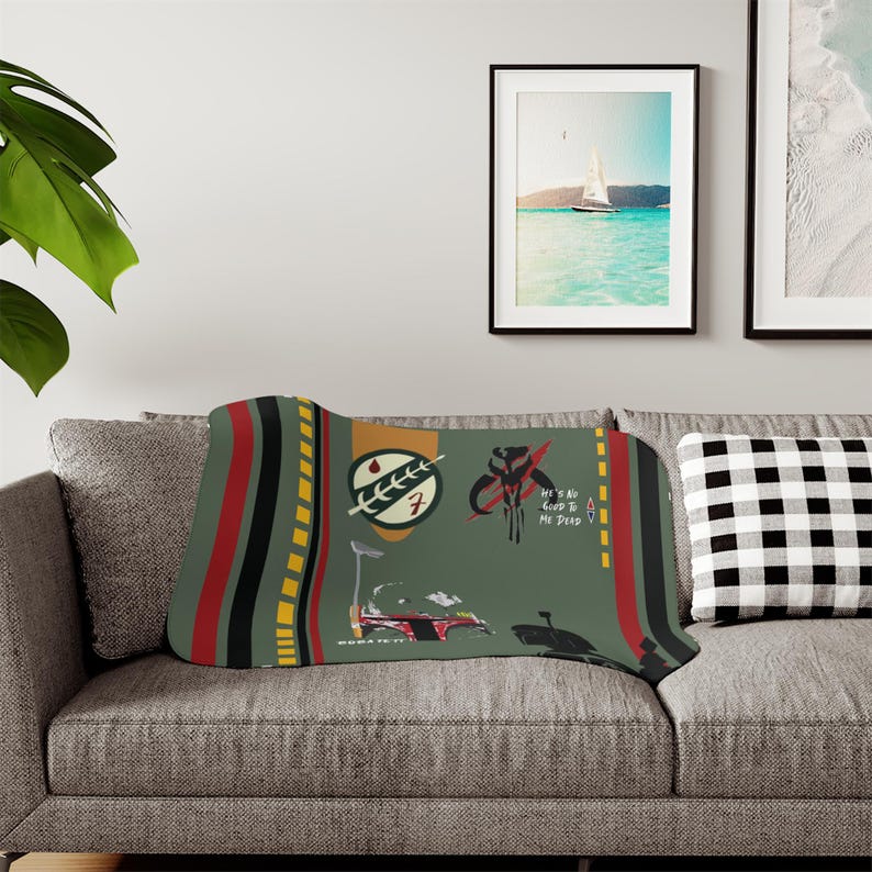 Boba Fett Sherpa Blanket | Star Wars Two Color Throw | Starwars Blanket | Home Decor | The Mandalorian | BobaFett Blanket | Starwars decor image 9
