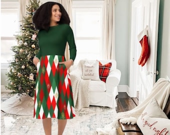 Women Holiday Christmas Season Midi Dress All Over, Teacher Funny Christmas Dress, Xmas Moments, Christmas Moments, Women Christmas Dress