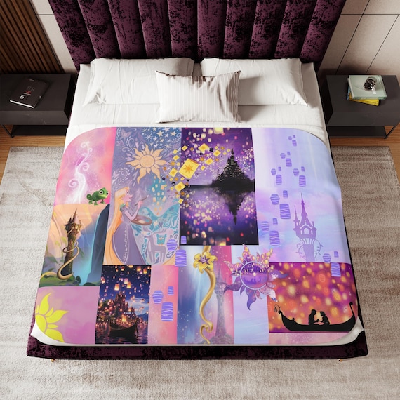 Rapunzel Sherpa-Decke | Kuscheldecke zum Disney-Film | Disneyworld-Geschenke | Disney-Decke | Wohnaccessoires | Disney-Prinzessin