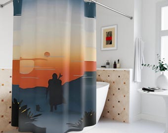 The Madalorian Shower Curtain | Star Wars Home Decor | This is the Way Bathroom Decor | Disneyworld Decor Home | Starwars Gifts | Decor home