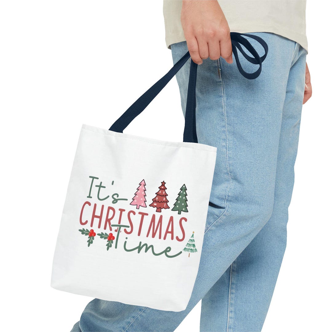 Whaline Christmas Canvas Tote Bags - Boho Christmas Tree Print, Reusable Gift & Shopping Bag