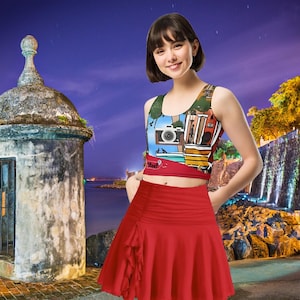 Puerto Rico women's Crop Top | Camera Design | Concert Tours  | Puerto Rico Merchandise | Old San Juan