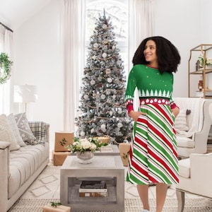 Women Christmas midi dress all over, Teacher Funny Christmas Dress, Holiday Moments Custome, Christmas Moments, Women Christmas Dress