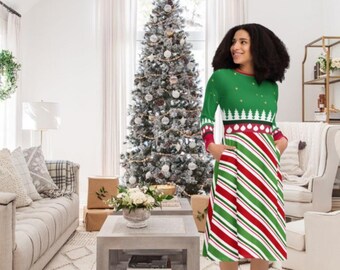 Women Christmas midi dress all over, Teacher Funny Christmas Dress, Holiday Moments Custome, Christmas Moments, Women Christmas Dress