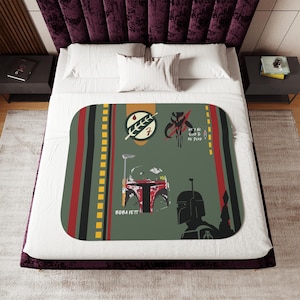 Boba Fett Sherpa Blanket | Star Wars Two Color Throw | Starwars Blanket | Home Decor | The Mandalorian | BobaFett Blanket | Starwars decor image 7