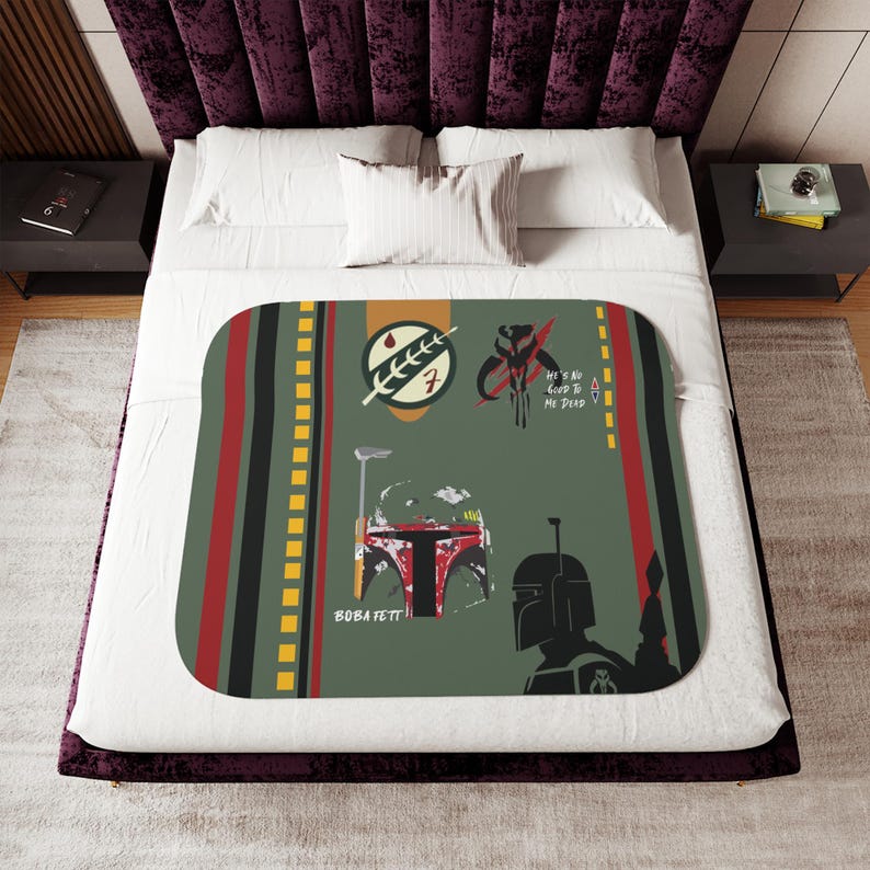Boba Fett Sherpa Blanket | Star Wars Two Color Throw | Starwars Blanket | Home Decor | The Mandalorian | BobaFett Blanket | Starwars decor image 7