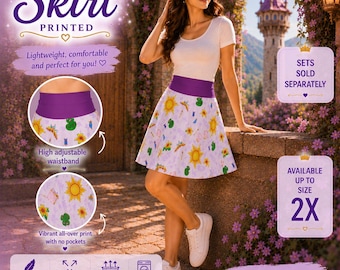 Rapunzel Pattern Skater Skirt |  | Disney Rapunzel | Disneyworld Outfit | Cosplay | Mom Disney | Disney Bounding