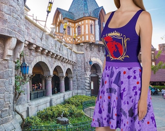 Evil Queen Snow White Women Skater - Snow White Costume - Evil Queen Costume Cosplay - Disneybound Skater for Women - Disney Villain Cosplay