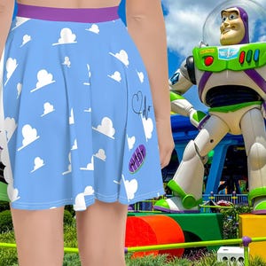 Buzz Lightyear Toy Story skater skirt | Toy Story Cosplay Custome | Buzzlightyear Outfits | Andy&#39;s Cloud Room Wallpaper | Disney bounding