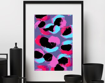 Pink blue leopard digital print A4 and A3 sizes