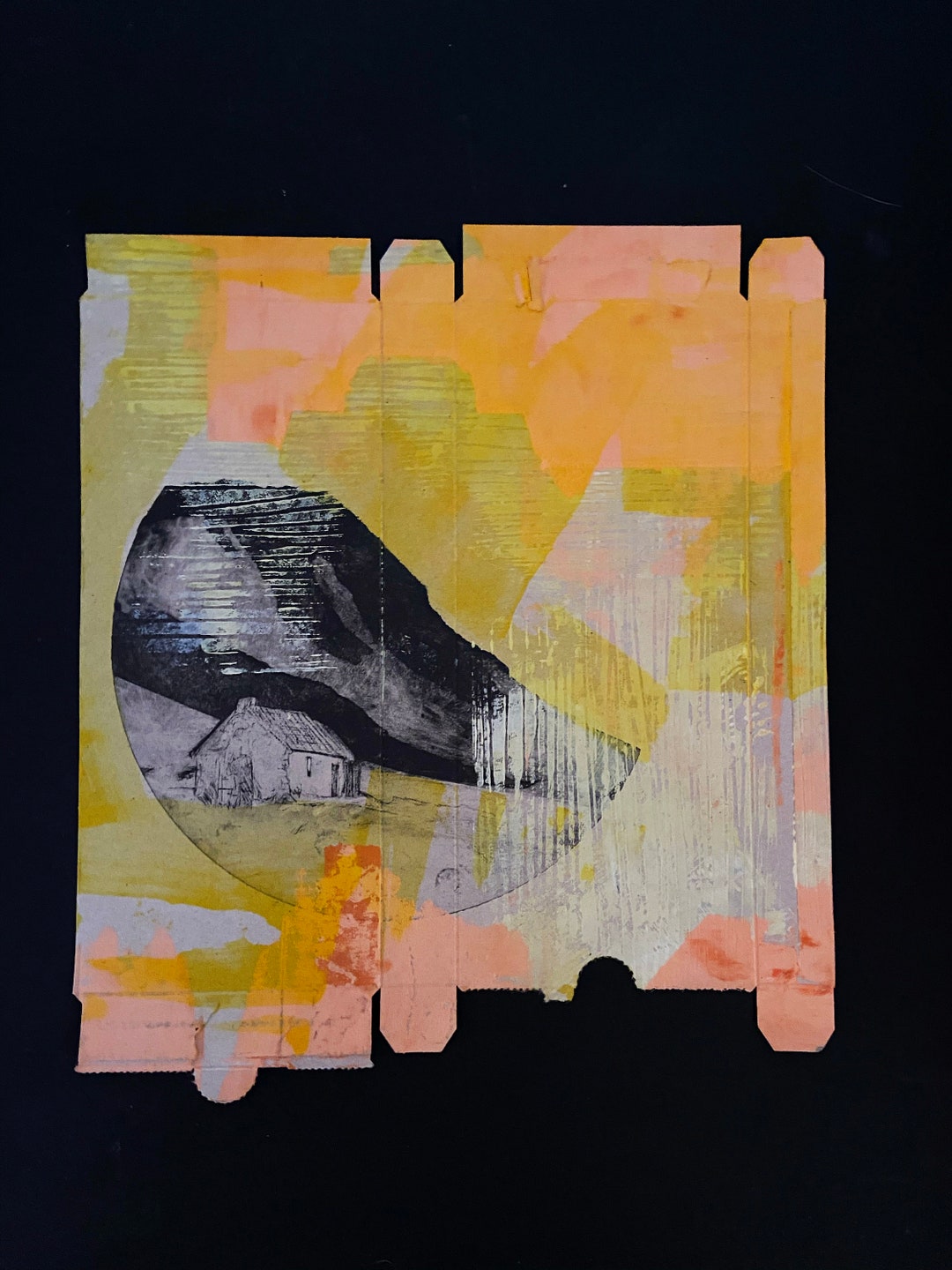 Screen Intaglio Original Intaglio and Screen Print on Recycled Cardboard Packaging. on ...