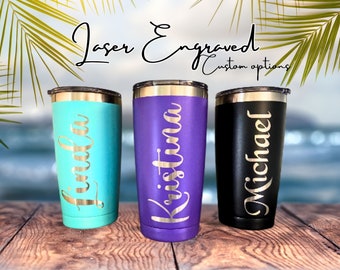 Travel Mug, Tumbler, Stainless Steel Personalized Insulated Cup, Laser Engraved Cup, 20 Oz tumbler Bridal Gifts, Custom Drinkware