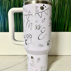 Teacher Gift Idea, Full Wrap Personalized 40oz Tumbler, Laser Engraved Travel Mug, Stainless Steel Tumbler for Teacher