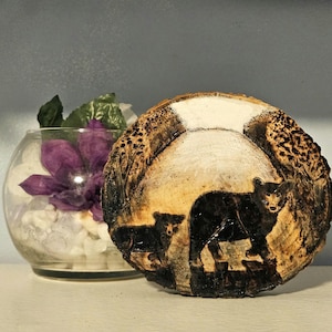 Journey sign,bear cub,journey,path,growth, life ,gifts for him ,gifts for her, kitkatkreationz,  wood slice ,kitkatkreationzart