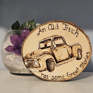 Old Truck sign,  rustic, country, vintage, woodburned , classic trucks ,kitkatkreationz,  kitkatkreationzart,  wood, gifts for him, gifts