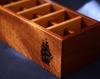 Customizable Wooden Makeup Brush Holder: Handmade Oak Organizer