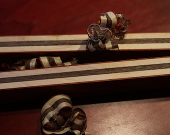 Red, Black and White Striped Inlay for Woodworking
