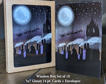 Krampus Nacht Holiday Cards - 5x7 Window Box Set of 10 with Envelopes