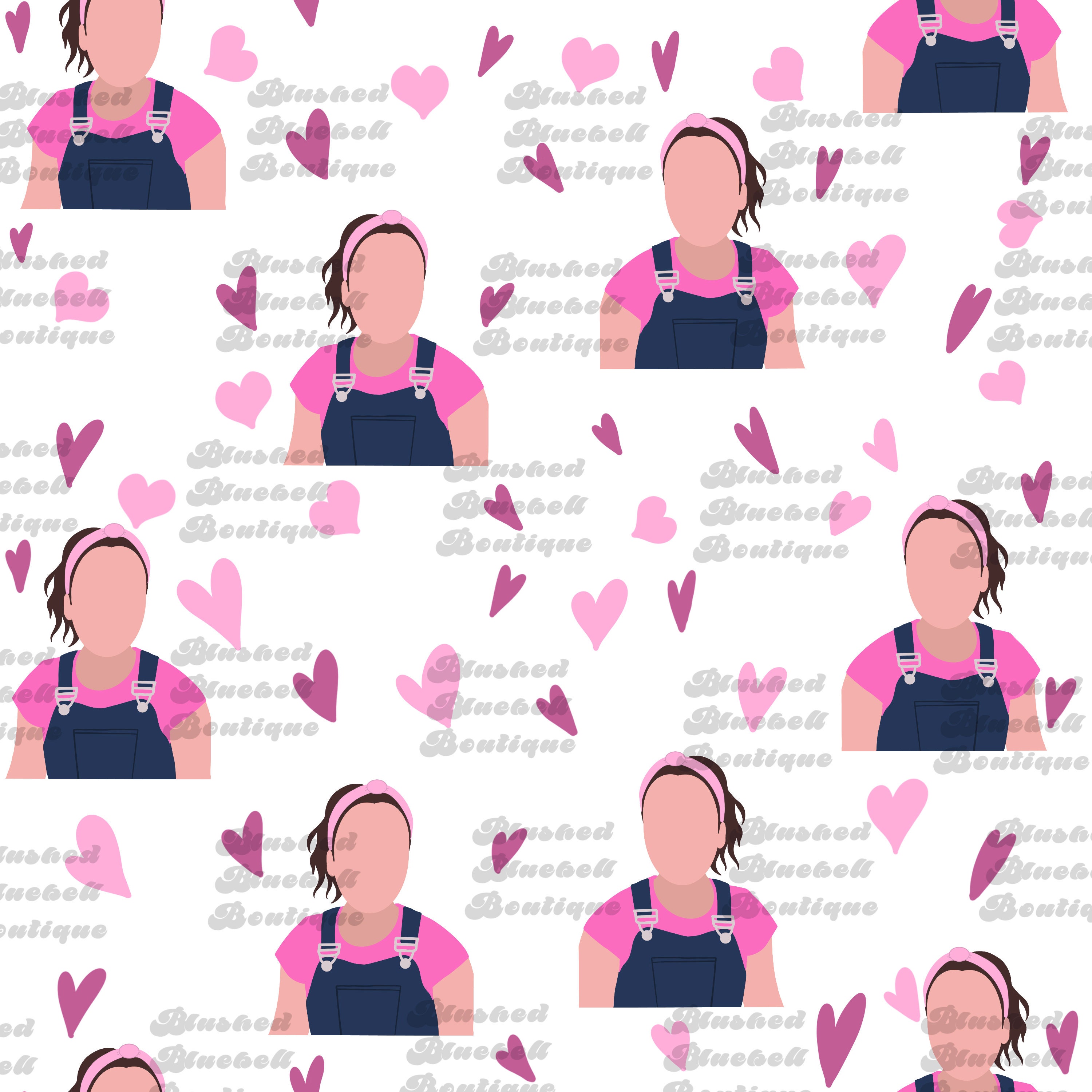 Ms. Rachel Heart Seamless PNG Design, Songs for Littles, Digital