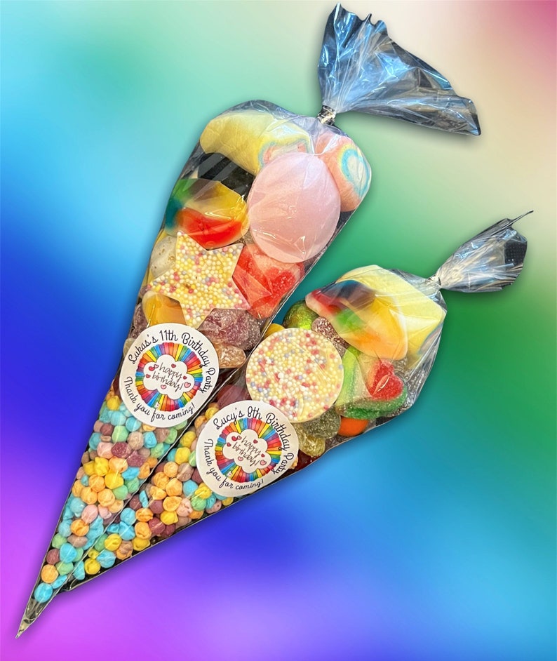 Rainbow Sweet Cones Party Favours Filled With Pick and Mix Etsy