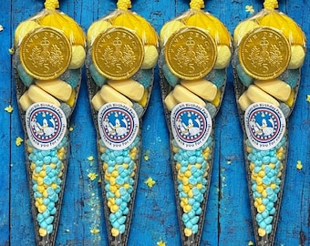 Personalised Sonic The Hedgehog Sweet Cones Pre Filled -Party Favours Pick and Mix Children Sweets Sweetcones Kids Party Blue Yellow Red