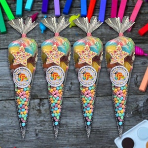 School and Teacher Sweet Cones Party Favours filled with pick and mix Sweets