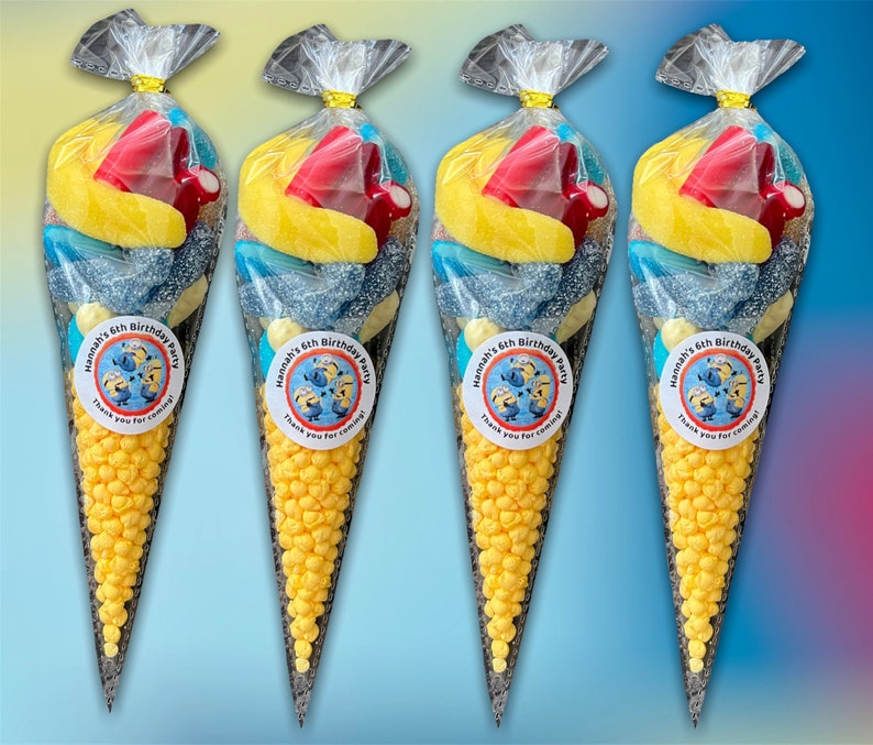 Minion Party Sweet Cones, large or small, filled with Pick and Mix Sweets image 1