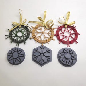 DIY Rattan Christmas Ornament Mold, Wicker Weaving Pattern Guide, Rustic Boho Scandi Holiday Decoration