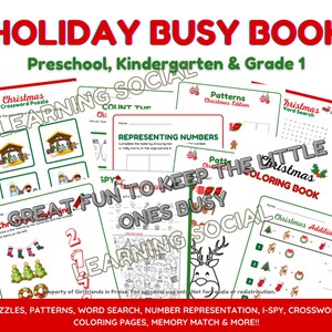 Christmas Busy Book, Winter HOLIDAY Busy Book, Busy Book for the holidays, Preschool Busy Book, Toddler Holiday Busy Book, Toddler Activity