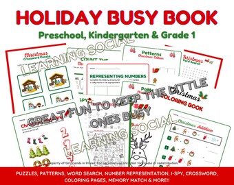Christmas Busy Book, Winter HOLIDAY Busy Book, Busy Book for the holidays, Preschool Busy Book, Toddler Holiday Busy Book, Toddler Activity