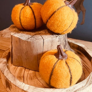 SET OF 3 Wool Look Rustic Pumpkin  / Autumn, Halloween Decor / Contemporary Home Decor Pumpkin Spice