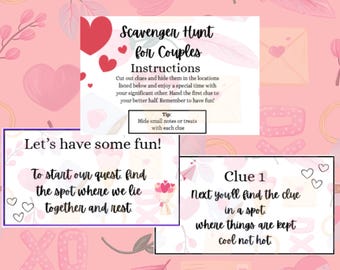 Romantic Indoor Scavenger Hunt for Couples, Date Night on a Budget (PDF Download)