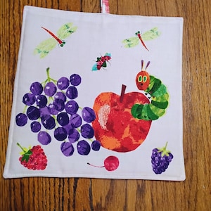 Grytlapp med äpple, mask och druvor. #152