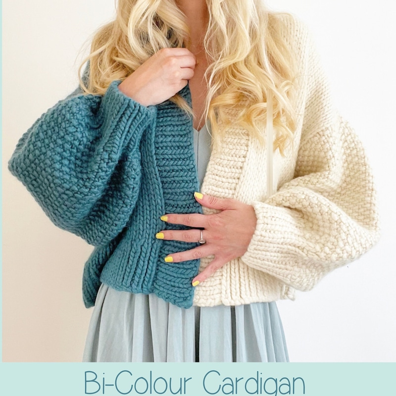 Color Block Knit Button-Up Cardigan