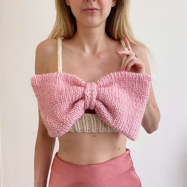 Knitting Pattern Bow Peep Bralette Digital Download