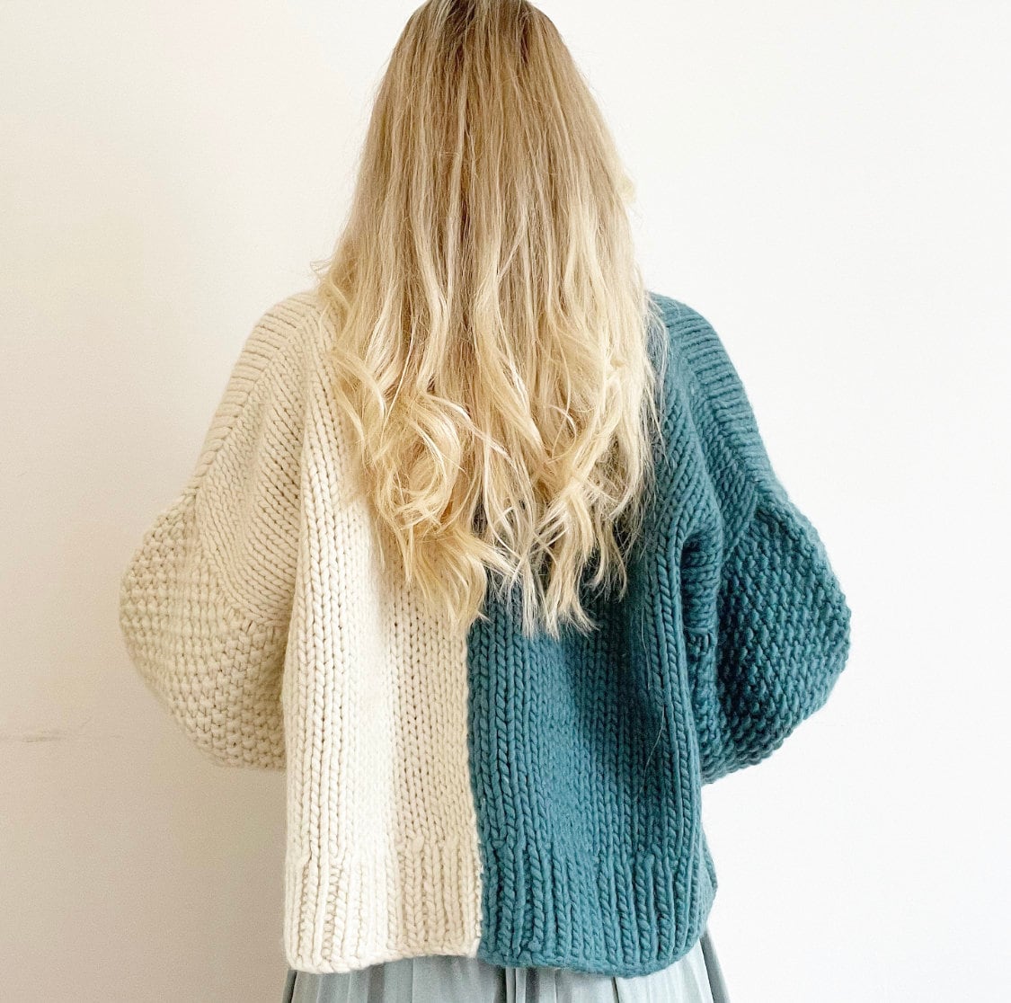 【SATIIIZ】Daylan Color Matching Oversized Knit Lazy-Style-Hand-Knitted-Color-