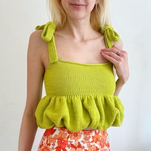 編み物パターン パフボールキャミソール デジタルダウンロード