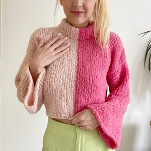 Knitting Pattern Bi-Colour Snuggle Sweater Digital Download
