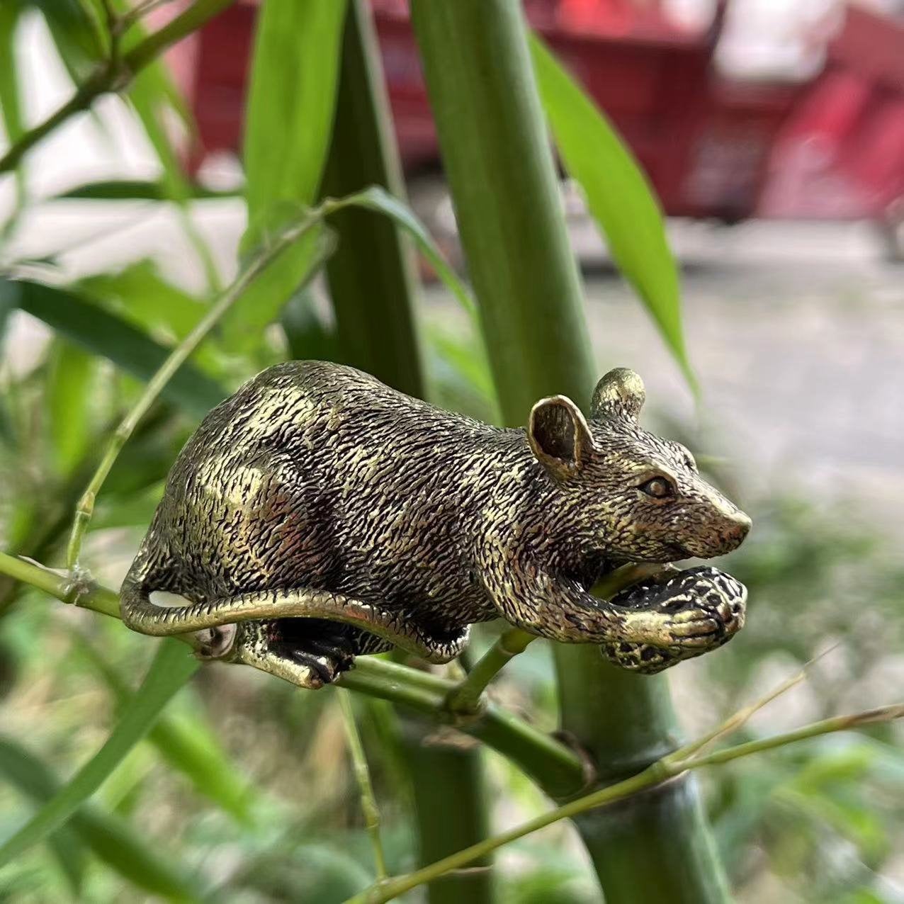 Brass Little Mouse Statue Solid Brass Copper Decorative Mouse Etsy