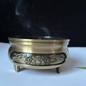 Tibet culture Brass Ash catcher censer Incensory Unique Decorative Vintage Bronze Buddha Censer Incense Burner Ritual lotus Incense holder