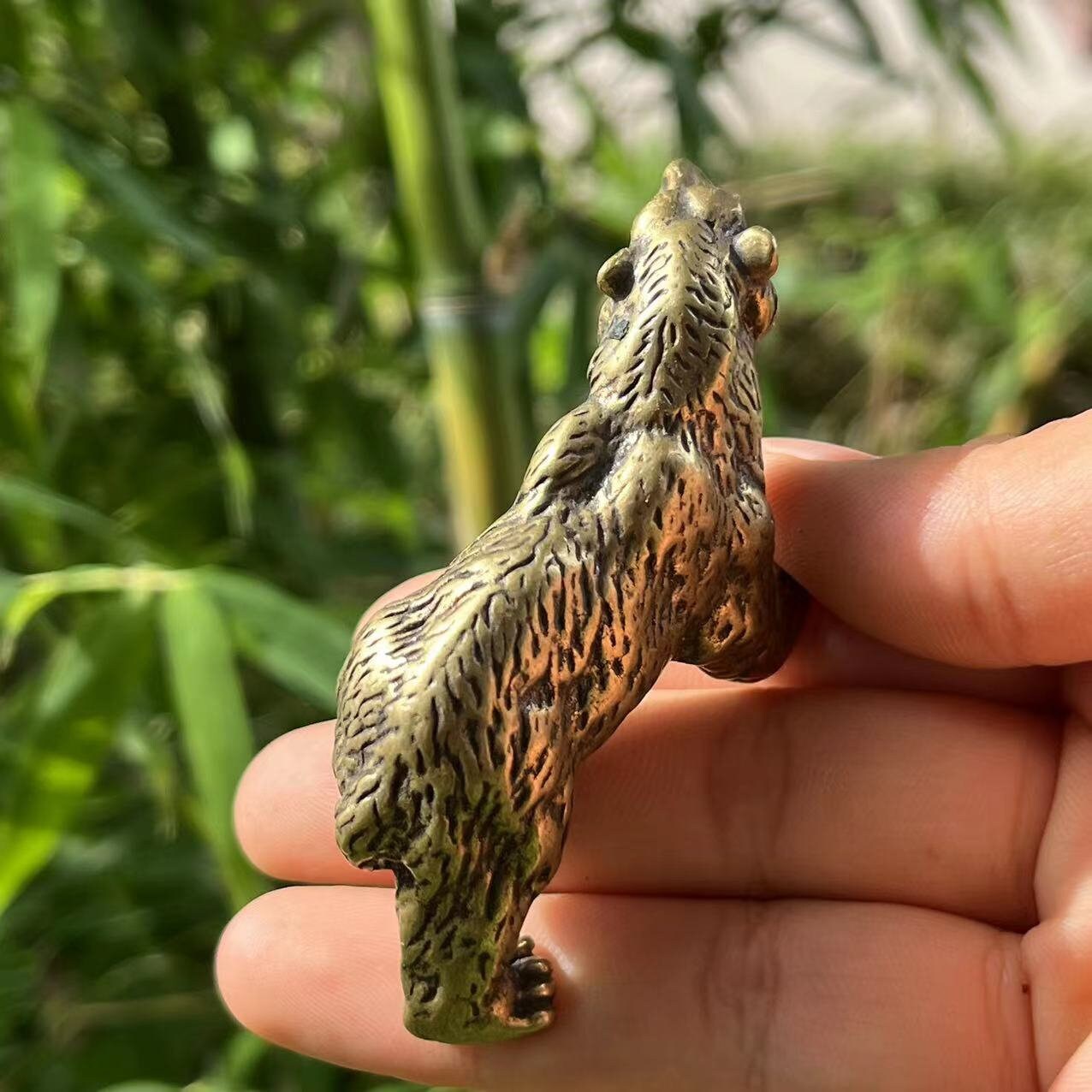 Mini Brass Bear Statue Solid Brass Copper Decorative Big Bear Etsy