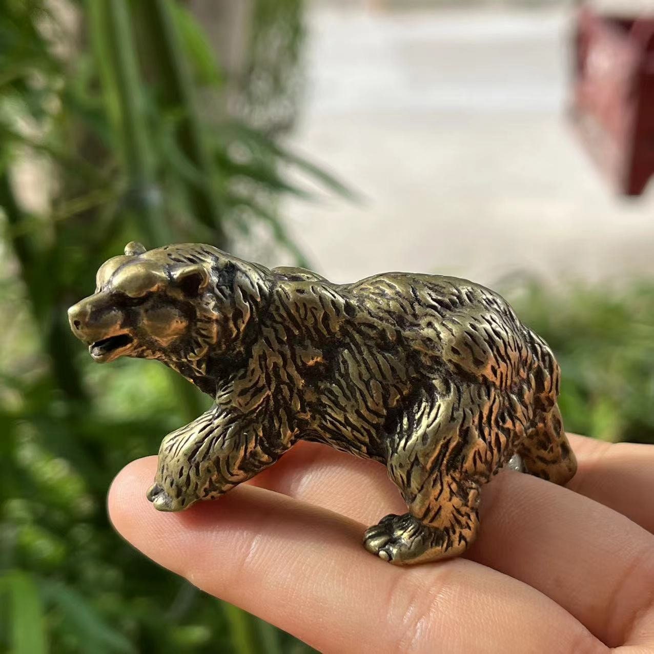 Mini Brass Bear Statue Solid Brass Copper Decorative Big Bear Etsy