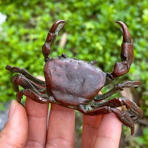 Fine Red Copper Craft Cute Funny Lucky Crab statue, Tea Pet Animal Statue,Table Decorations Mini Small Crab Animal Copper Statue Crafts Gift