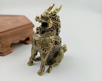 124g copper brass animal incense burner, unicorn Lion Dragon tea pet decorative yoga meditation incense burner