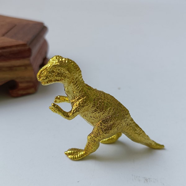 Gold-plated brass cute and exquisite Tyrannosaurus rex sculpture ornament,copper fun dinosaur table ornaments copper statue art crafts ZF278