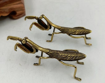 2pcs Brass Mantis Statue Animal Statue Pendant, Men's Large Heavy Duty Insect Mantis Necklace,Men's Jewelry Novelty Punk Chain pendant ZF105