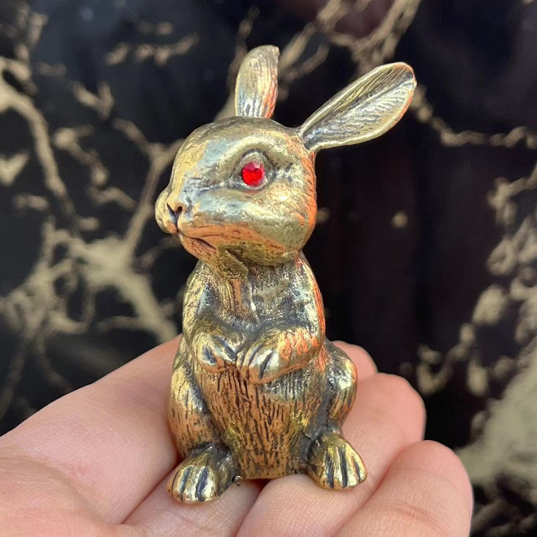 Mini Rabbit Statue Solid Brass Copper Decorative Rabbit Etsy