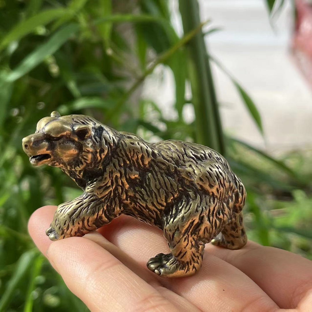 Mini Brass Bear Statue Solid Brass Copper Decorative Big Bear Etsy